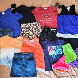 14pc Girl's Summer Apparel Bundle Sz. 5/6, (Youth S) +2 Free Bows